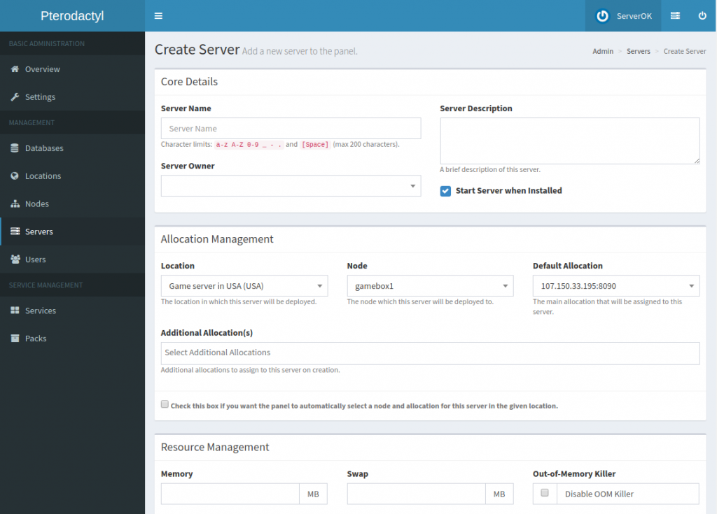 Create CS:GO Server in Pterodactyl - ServerOK