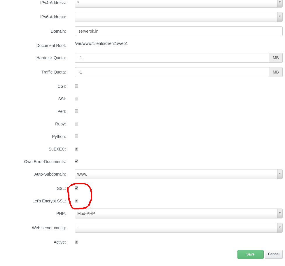 ISPConfig LetsEncrypt Free SSL