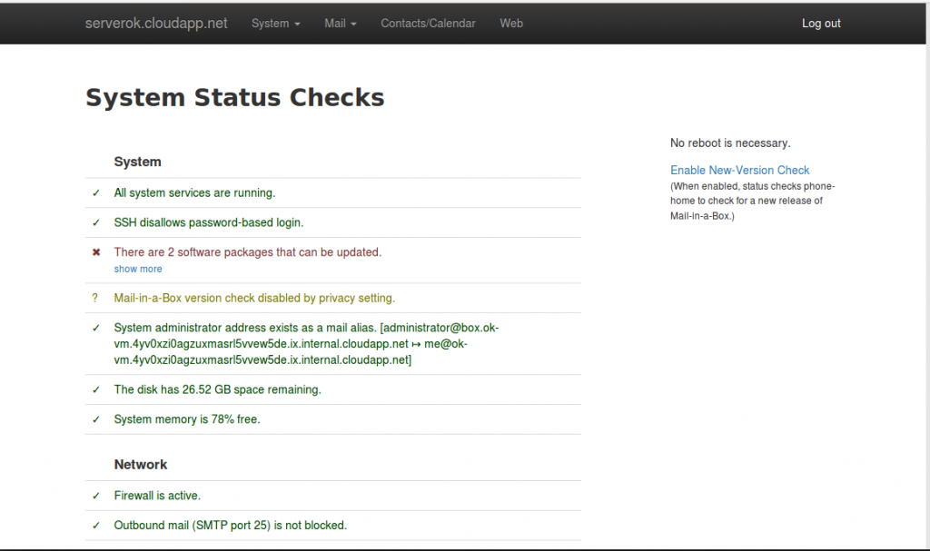 Install MailinaBox ServerOK