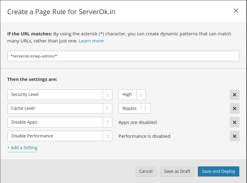 CloudFlare Page Rules for WordPress