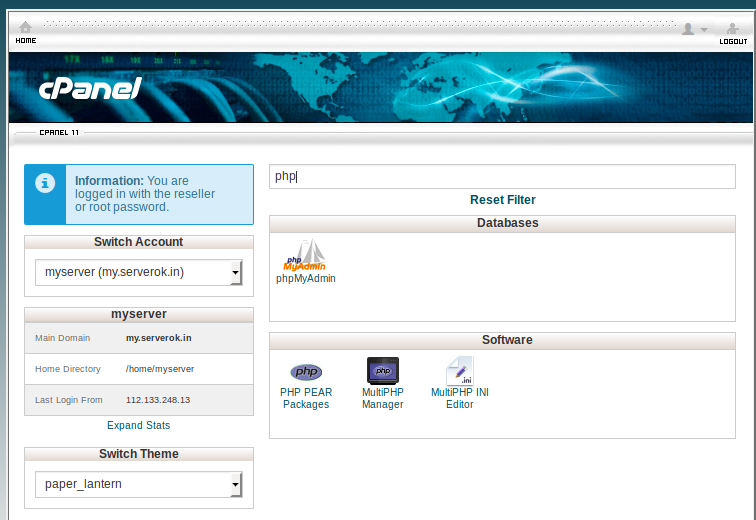 Create New Hosting Account in WHM