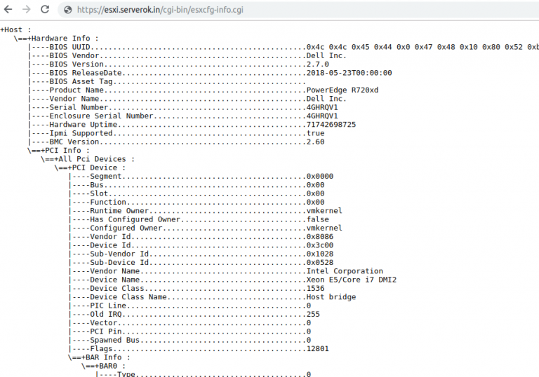 vmware esxi hardware info