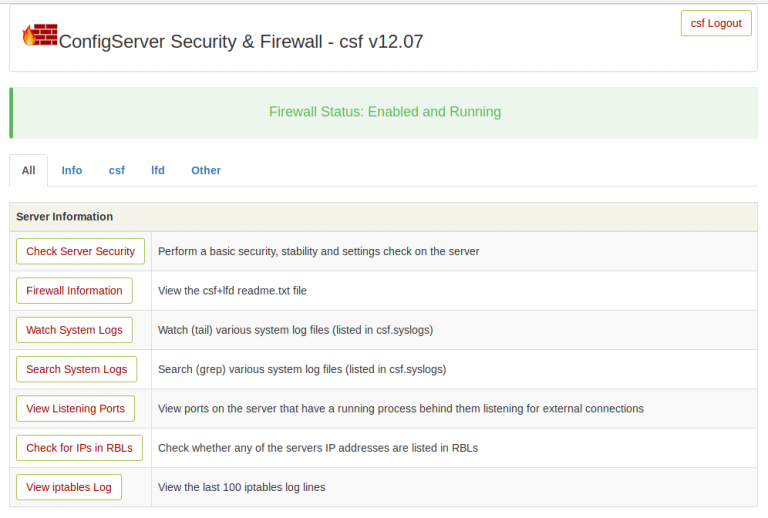 CSF Firewall UI