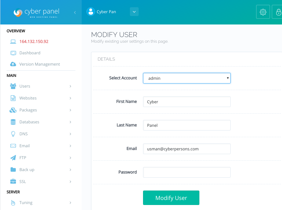 How to Change User Password in CyberPanel