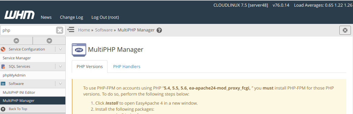 WHM Multi PHP Manager