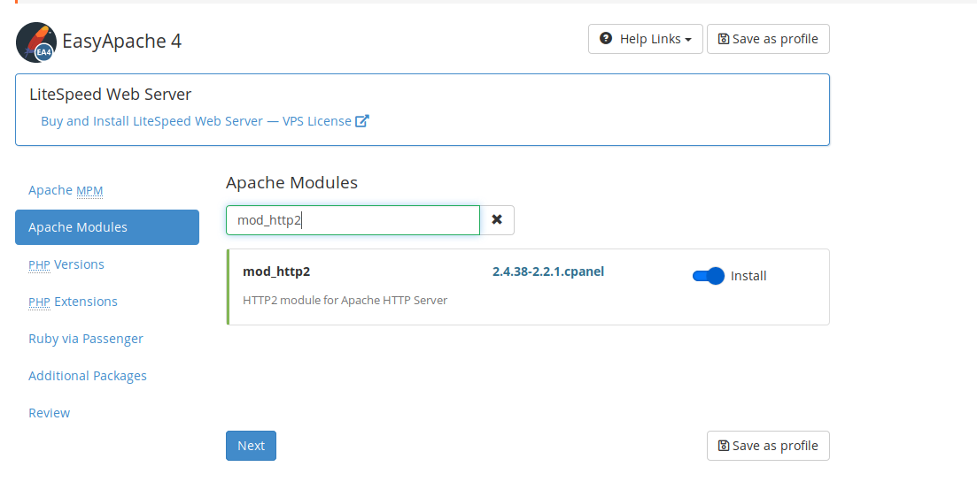 Enable HTTP/2 in Cpanel Server