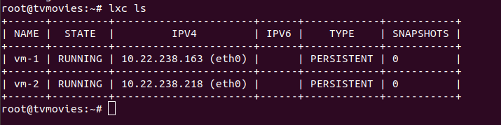 lxc list containers