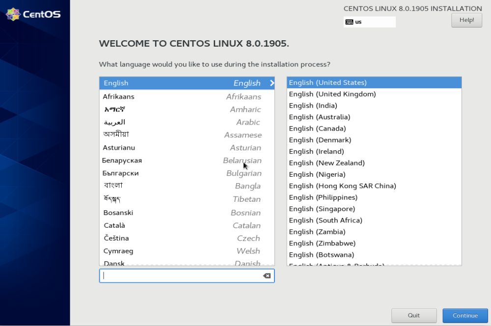 centos 8 language