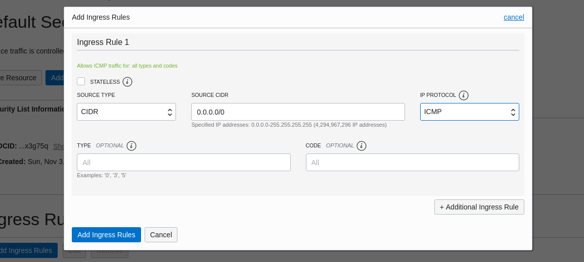 Oracle Cloud Add Ingress Rule