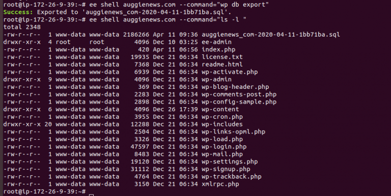 EasyEngine WordPress Database Backup