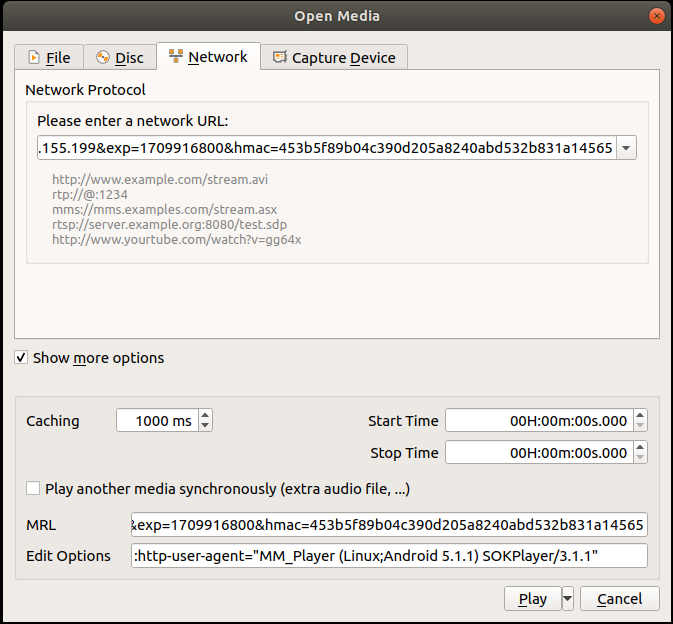 VLC Custom User Agent