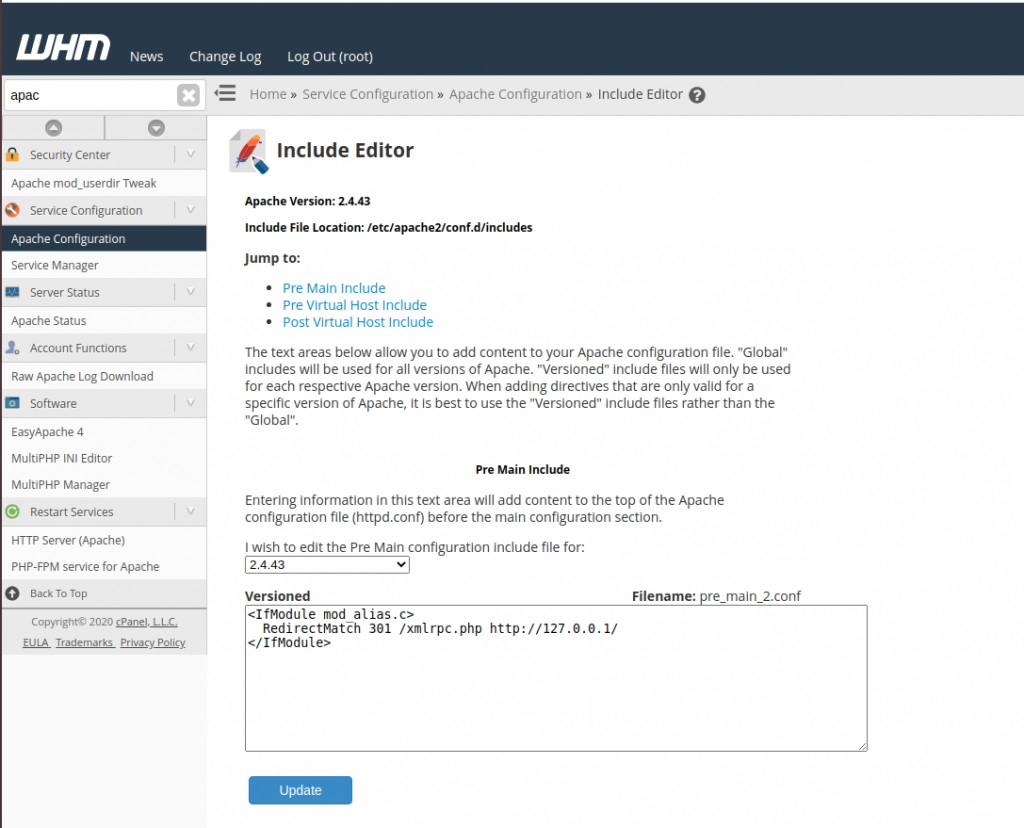 Stop xmlrpc.php attack on Cpanel Server ServerOK