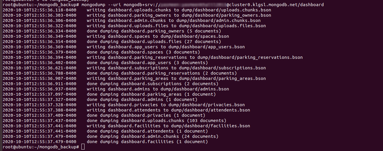 backup mongodb database using mongodump