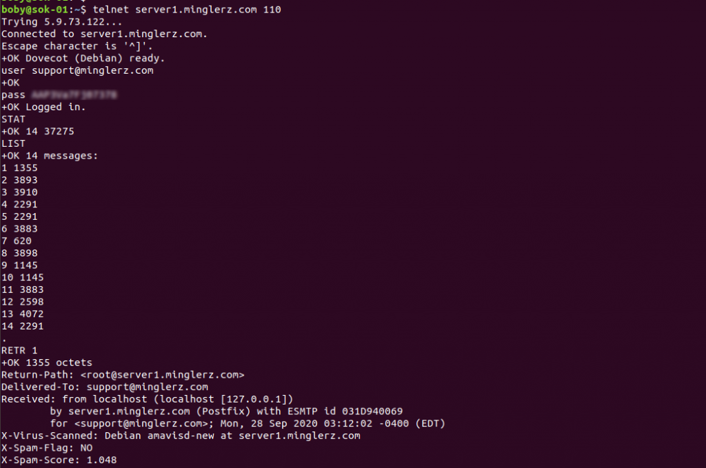 Testing POP3 mail box with ServerOK