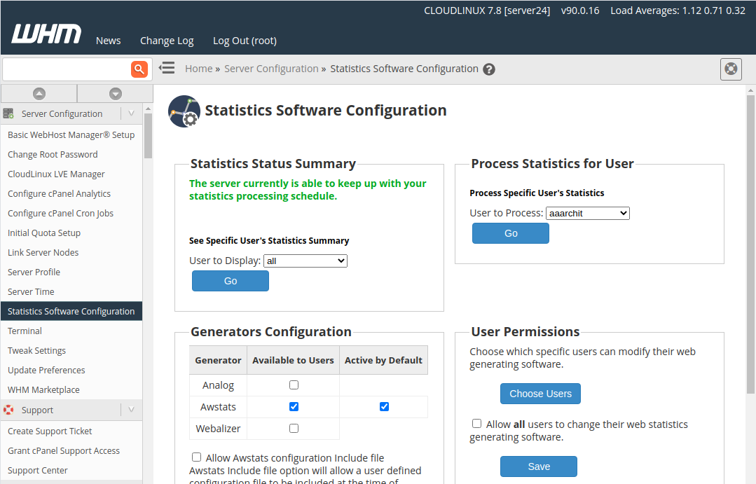 Cpanel Statistics Software Configuration