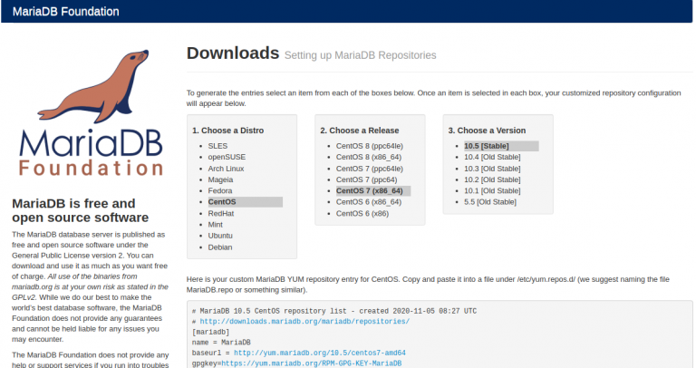 MariaDB install CentOS