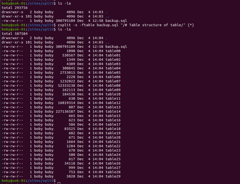 Split mysqldump backup file into tables serverok