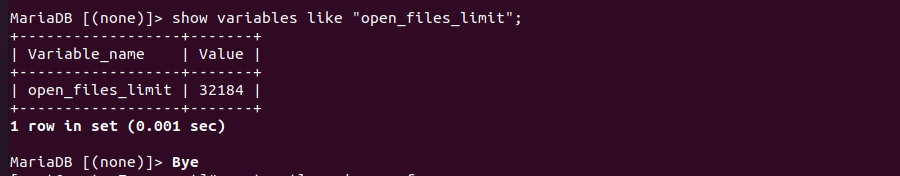MariaDB open_files_limit