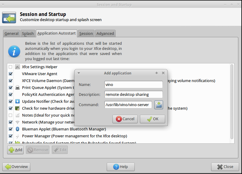 xfce start application on system boot