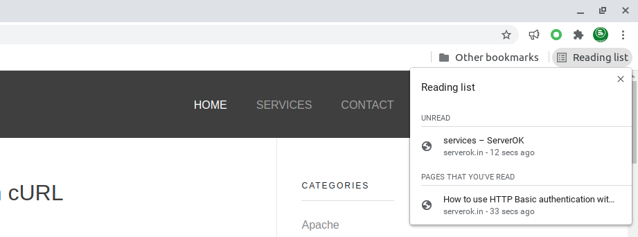 Google Chrome Reading List, How to use – ServerOK