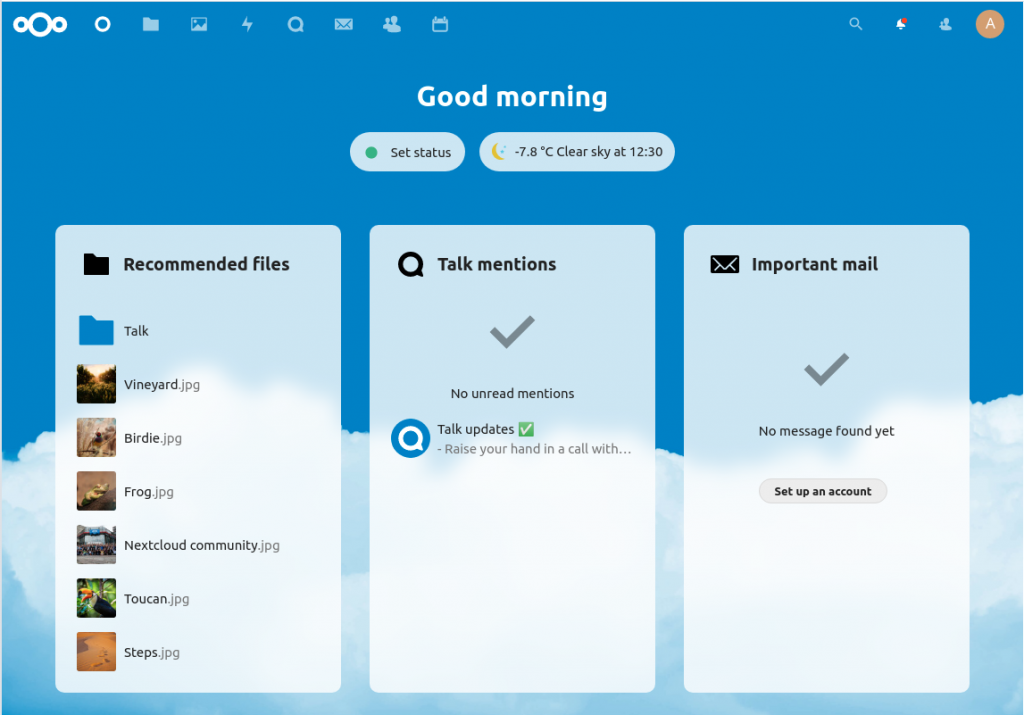 nextcloud dashboard