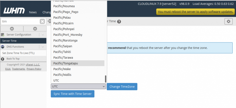 set-time-in-cpanel-server-serverok