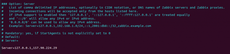 zabbix agent Server config