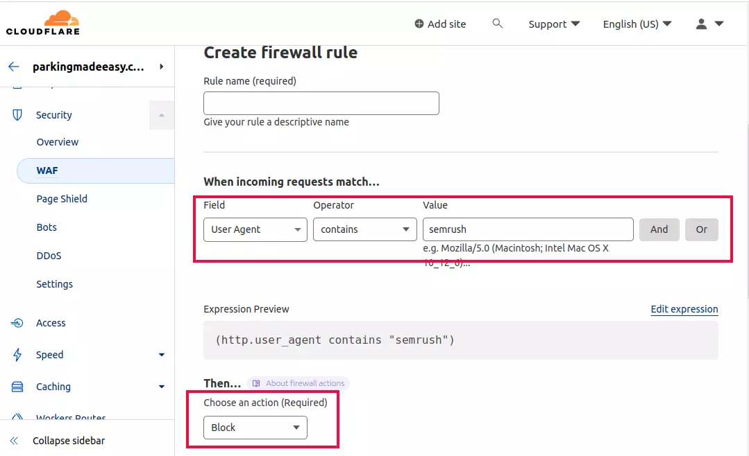 cloudflare create firewall rule