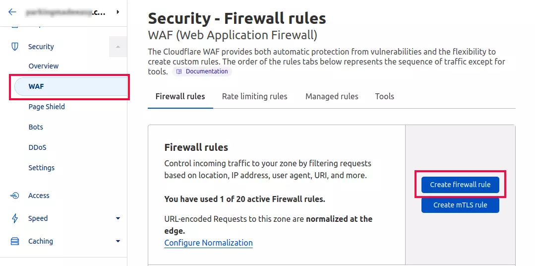 Cloudflare create firewall rule