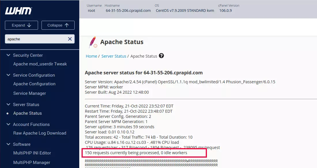 Cpanel/WHM Apache status