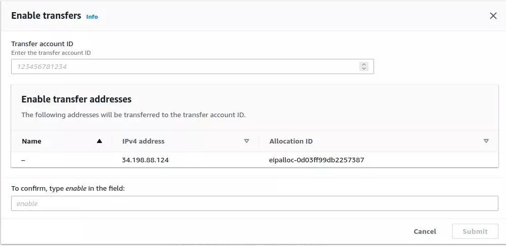 Transfer AWS Elastic IP