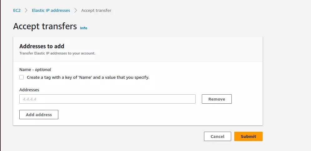 Accept Elastic IP Transfer